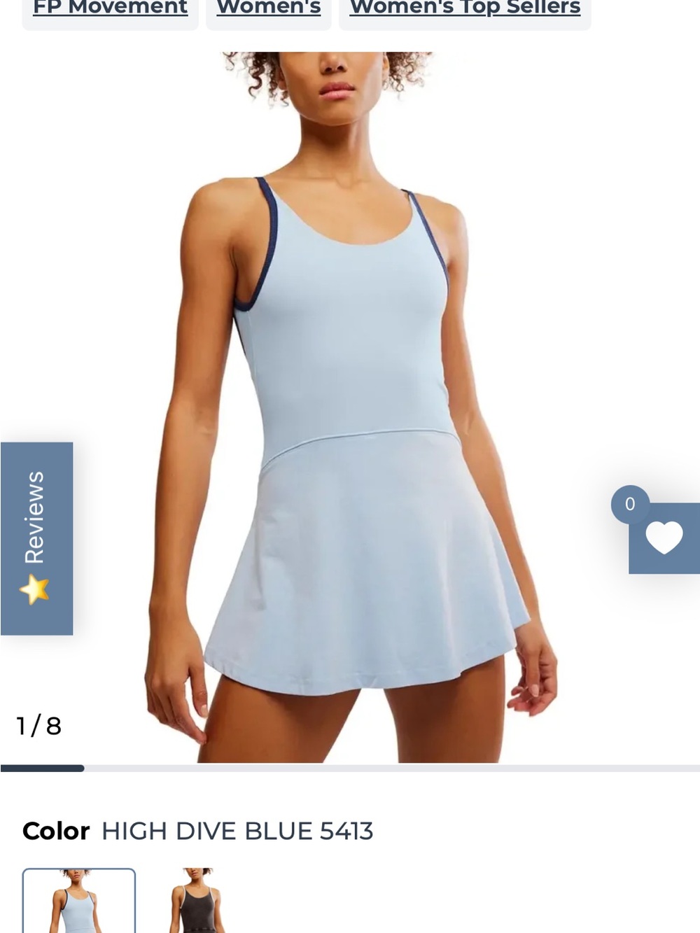 Free People Light Blue Tank Dress with Navy Trim